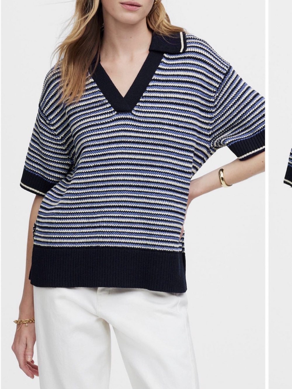 V-Neck Short Sleeve Sweater